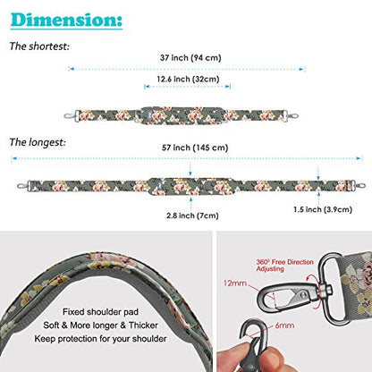 ZINZ Bag Shoulder Strap, Padded Adjustable Shoulder Strap Replacement - color: Light Rose, size: 57"