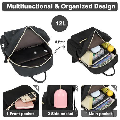 BTOOP Mini Backpack Women Girls Water-resistant Small Backpack Purse Shoulder Bag for Womens Adult Kids School Travel - color: Black, size: Mini