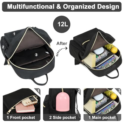 BTOOP Mini Backpack Women Girls Water-resistant Small Backpack Purse Shoulder Bag for Womens Adult Kids School Travel - color: Black, size: Mini