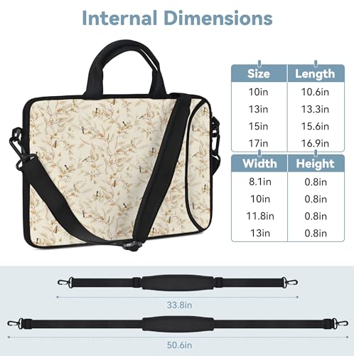 RICHEN 17 inch Laptop Shoulder Bag Carrying Case with Handle Fits 15.6/16/17/17.3/17.4 inch Laptop Notebook (Branches Birds, 16-17.3 inch) - color: Branches Birds