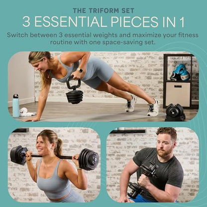 LifePro Adjustable Dumbbells Set – Quick-Adjust Space-Saving Weights with Anti-Slip Handle for Home Gym Strength Training - color: 43lb Single 3in1