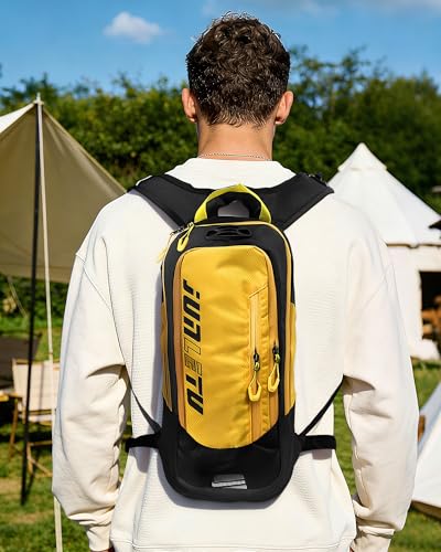 Croogo Hydration Packs,Hydration Backpack with 2L Hydration Bladder,Bicycle Daypack Waterproof Breathable Bag for Climbing - color: Ot04-yellow-sd