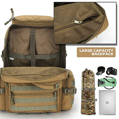 Lovelinks21 Hiking Trekking Rucksack Military Hiking Backpack 3 Day Molle Assault Pack Waterproof EDC Bag for Outdoor - color: Khaki-2