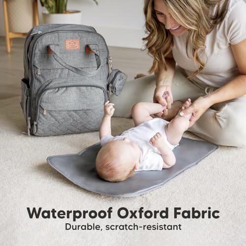 KeaBabies Diaper Bag Backpack - Large Baby Diaper Bag with Changing Pad, Baby Boy, Girl, Travel Backpack for Mom and Dad, Waterproof, Multi Function Durable (Classic Gray) - color: Classic Gray