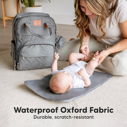 KeaBabies Diaper Bag Backpack - Large Baby Diaper Bag with Changing Pad, Baby Boy, Girl, Travel Backpack for Mom and Dad, Waterproof, Multi Function Durable (Classic Gray) - color: Classic Gray