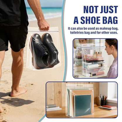 Waterproof Shoe Bags for Travel Packing Storage, Smellproof Travel Essentials Bag for Men and Women, Clear (10-pack) - size: 10-pack