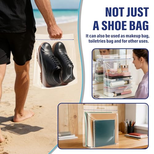 Waterproof Shoe Bags for Travel Packing Storage, Smellproof Travel Essentials Bag for Men and Women, Clear (15-pack) - size: 15-pack