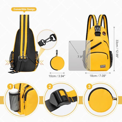 Convertible Sling Bag with Coin Pocket, 7.9" Tablet Crossbody Mini Backpack with Headphone Jack Casual Pack for Women Men Travel, Yellow - color: Yellow, size: Small