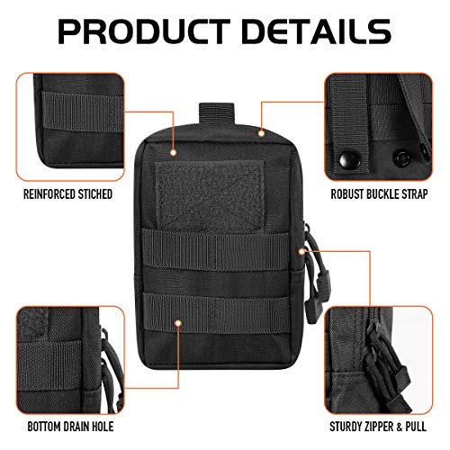 3 Pack Molle Pouch Combo Water Bottle Pouch Holder Tactical Molle Pouches Compact Utility Waist Bag Pack - color: Combo A:Black