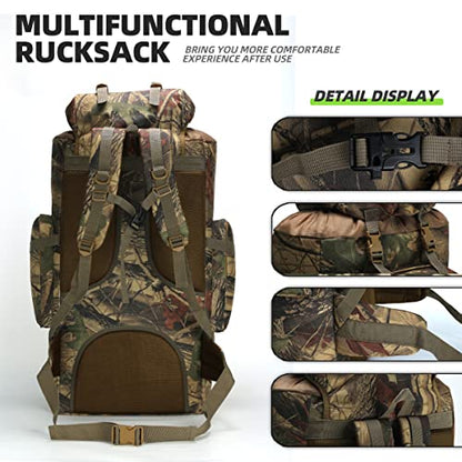 King'sGuard 100L Camping Hiking Backpack Molle Rucksack Military Camping Backpacking Daypack - color: Mapleleaf