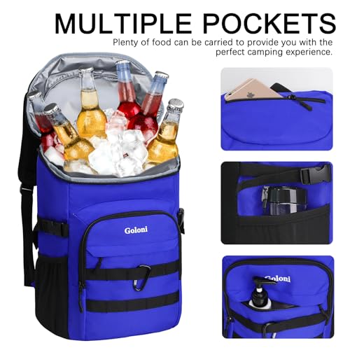 Cooler Backpack Insulated Leak Proof,Small Soft Coolers Bag for Men and Women Camping,Travel,Beach,Hiking,Picnic - color: Blue
