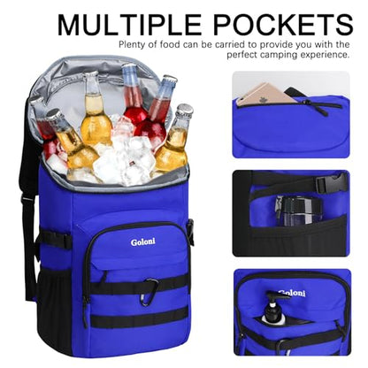 Cooler Backpack Insulated Leak Proof,Small Soft Coolers Bag for Men and Women Camping,Travel,Beach,Hiking,Picnic - color: Blue