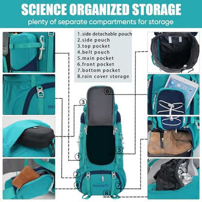 Bseash 70L (65+5) Waterproof Hiking Camping Backpack with Rain Cover, Outdoor Sport Travel Daypack for Climbing Touring (Black) - color: Black