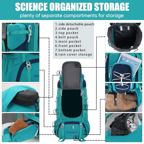 Bseash 70L (65+5) Waterproof Hiking Camping Backpack with Rain Cover, Outdoor Sport Travel Daypack for Climbing Touring (Army Green) - color: Army Green