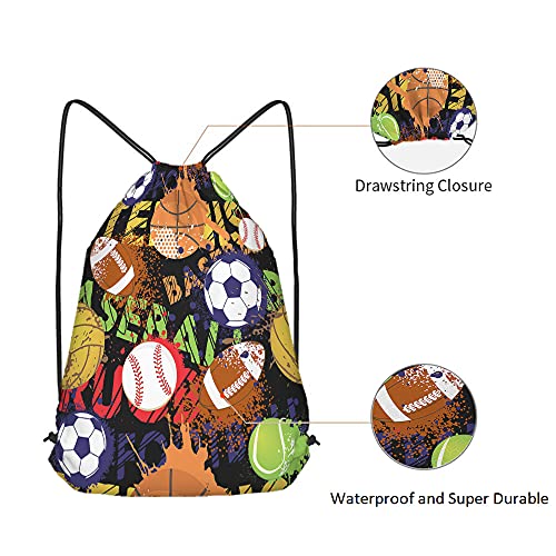 Bags Drawstring Backpacks for Men & Women - Baseball, Basketball, Volleyball, Gym & Yoga - color: Multi-a95
