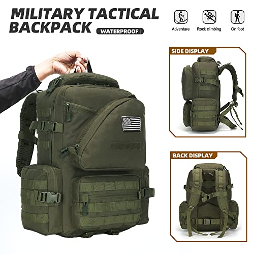 Lovelinks21 Hiking Trekking Rucksack Military Hiking Backpack 3 Day Molle Assault Pack Waterproof EDC Bag for Outdoor - color: Green