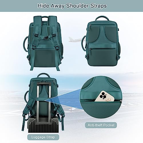 Sinaliy Travel Backpack for Men, 40L Carry On Backpack, 17 Inch Laptop Backpack, Waterproof Backpack, College Bookbag, Person Item Flight Approved Trave Bag for Women - color: Peacock Blue