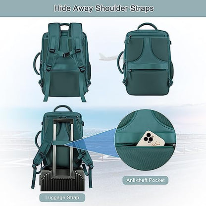 Sinaliy Travel Backpack for Men, 40L Carry On Backpack, 17 Inch Laptop Backpack, Waterproof Backpack, College Bookbag, Person Item Flight Approved Trave Bag for Women - color: Peacock Blue