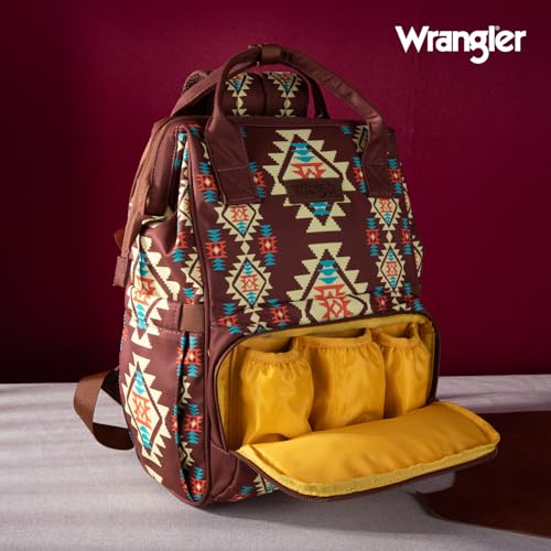 Montana West Wrangler Diaper Bag Backpack Aztec Callie Bag Travel Backpack Purses Western Multi-Function Baby Bags for Mom - color: 3pcs Coffee