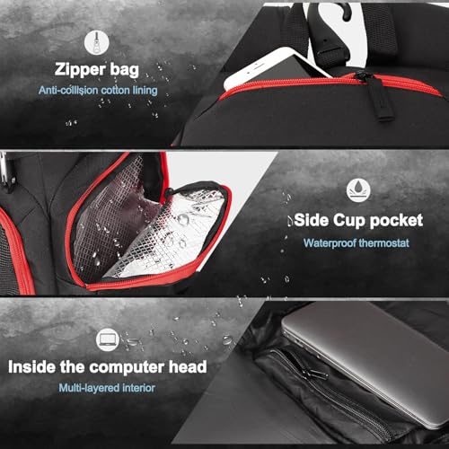 LARIPOP Basketball Backpack with Ball & Ventilated Shoe Compartment Insulated Pockets for Men Training - color: Red