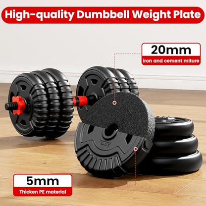 Adjustable Dumbbell Set, 22/33/45/70/90lbs Free Weight Set with Connector, 5-in-1 Dumbbell Set for Barbells, Kettlebells, Push up Stand, Weight Plate, Fitness Exercises for Home Gym Suitable Men/Women - color: 33LB (16.5LB Pair)