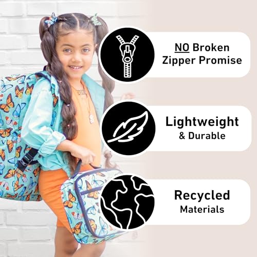 Fenrici Butterfly Backpack for Girls, Teens, Girls' Backpack for School, Kids' Bookbags with Padded Laptop Compartment, Butterfly, Monarch Green, 17 Inch - color: Green Butterfly