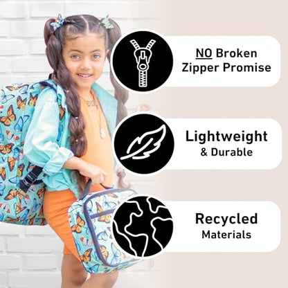 Fenrici Butterfly Backpack for Girls, Teens, Girls' Backpack for School, Kids' Bookbags with Padded Laptop Compartment, Butterfly, Monarch Green, 17 Inch - color: Green Butterfly