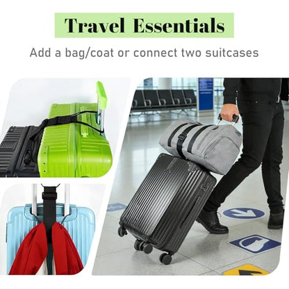 Multi Use Strong Adjustable Luggage Connector Straps for Suitcases,4 Pack Flexible Luggage Accessories Elastic Fastening Bag Strap (Black-4pcs) - color: Black-4pcs