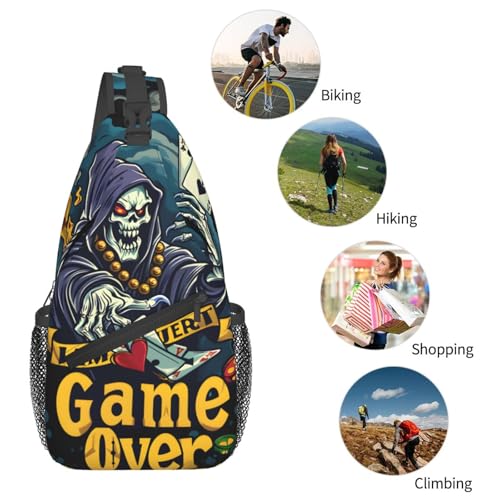 Skull Outdoor Crossbody Shoulder Bag For Unisex Young Adult Hiking Bicycling - color: 28