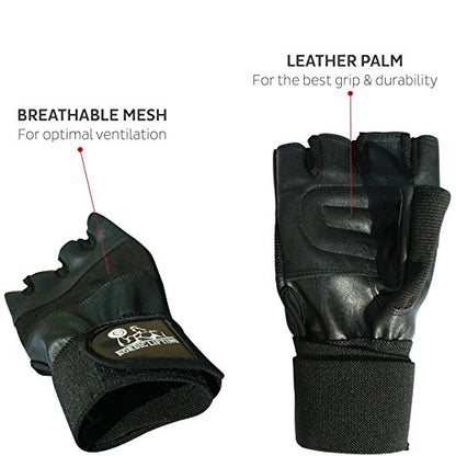Nordic Lifting Weight Lifting Gloves with 12" Wrist Wraps – Workout Gloves with Wrist Support for Men & Women, Cross Training, Powerlifting, Gym & Fitness Protection, Durable Grip & Comfort Fit - size: Large