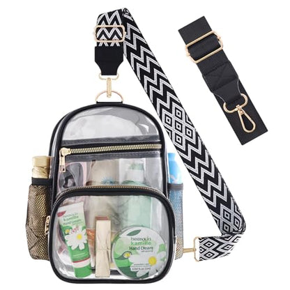 Clear Bag Stadium Approved Events Concerts Sports Outdoors Water Bottle Holder,Clear Purse for Women Men Handbags - color: 1# Black-a