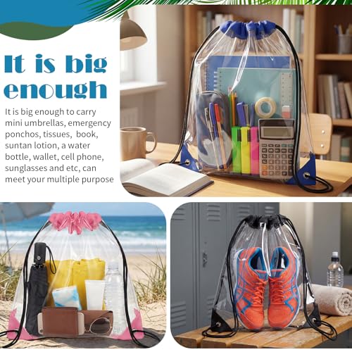 Shappy 30 Pcs Clear Drawstring Backpack, Plastic Waterproof Transparent Stadium Bags String Bag for Gym Travel (Multi-color) - color: Multi-color