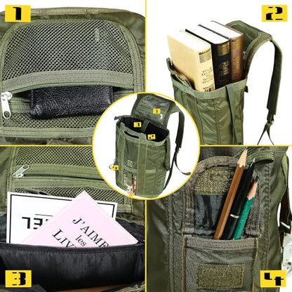 Military Tactical Backpack Parachute Buckles Hook Nylon Rucksacks Flight Backpacks Day Pack for Outdoor,Hiking,Camping (Green) - color: Green
