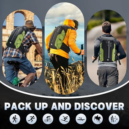 Hydration Backpack - Lightweight Water Backpack with 2L Water Bladder, Small Hiking Backpack for Running Cycling Camping Rave for Men Women - color: Green1