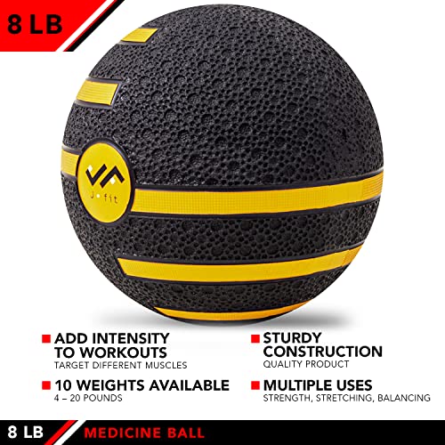 JFIT Dual Texture Medicine Ball – Weighted Exercise Ball for Strength, Core & Functional Fitness Training - style: 8lb
