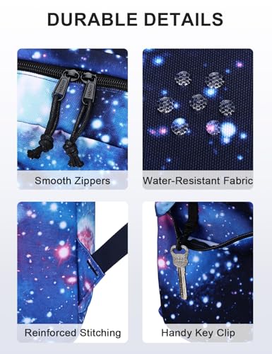 VASCHY Backpack for School, Lightweight Water Resistant Bookbag Casual Daypack for Middle School Teen Boys Girls Blue Galaxy - color: Blue Galaxy
