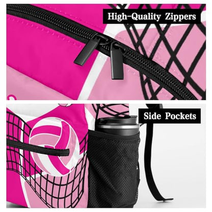 Customized Volleyball Pink Waterproof Backpack with Name for Hiking Camping Picnic - color: Backpack 13