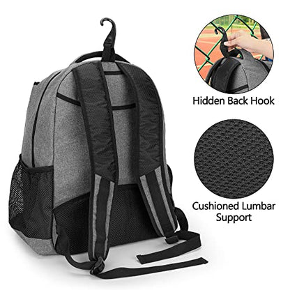 DSLEAF Tennis Bag for Men/Women to Hold 2 Rackets, Tennis Backpack with Separate Shoe Space for Tennis Sport - color: Grey