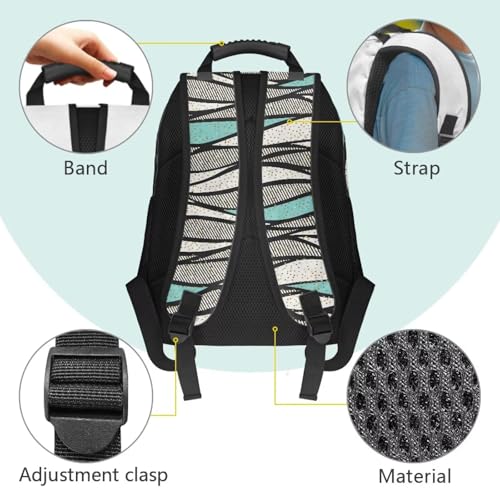 Fully Printed Stylish School Backpack for Teens & Adults - Fit 15.6 Inch Laptop Backpack with 2 Side Water Bottle Pockets for High School/College Supplies, Abstract Wave Stripe Print - color: Abstract Wave Stripe Print
