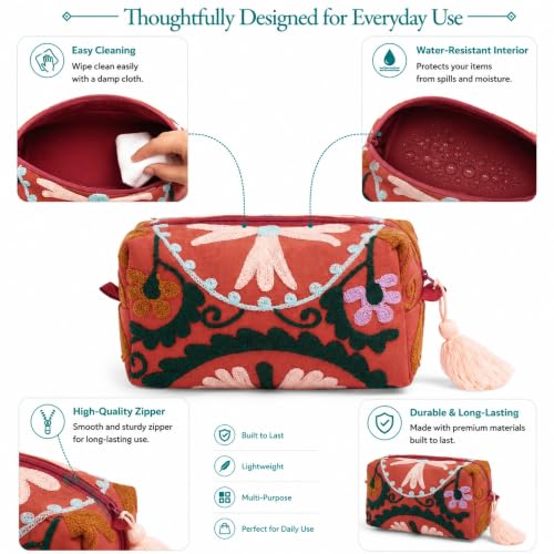 Huar Travel Makeup Bag- Large Capacity Cosmetic Bags for Women - color: Orange