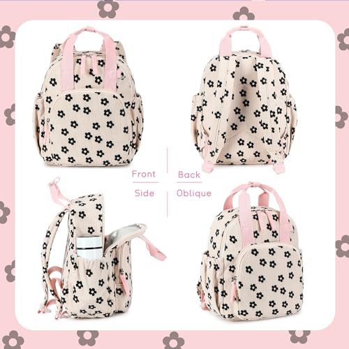 Bluboon Toddler Backpack for Girls Boys 2-4 Cute 12" Preschool Kindergarten Backpacks Kids Daycare Bags School Travel (Black Flower-Beige, Age 2-4 (12" H not Fit A4 Folder)) - color: Black Flower-beige, size: Age 2-4 (12" H not Fit A4 Folder)