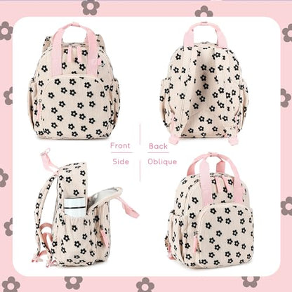Bluboon Toddler Backpack for Girls Boys 2-4 Cute 12" Preschool Kindergarten Backpacks Kids Daycare Bags School Travel (Black Flower-Beige, Age 2-4 (12" H not Fit A4 Folder)) - color: Black Flower-beige, size: Age 2-4 (12" H not Fit A4 Folder)