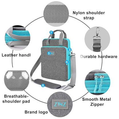 ZINZ Laptop Shoulder Bag 12.3-13 inch Case Sleeve, Expandable Handbag with Valuables Compartment Compatible with MacBook Air/Pro/Neo 13", iPad 12.9"/13"/11", Shockproof,Gray-Blue edge - color: Gray-blue Edge