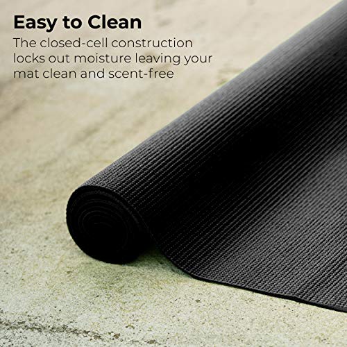 10-Pack Yoga Mat, 68" x 24" Non Slip Exercise Mat, 4mm Thick Gym Mat for Fitness and Stretching, Bulk Non Toxic Yoga Mats for Schools and Studios - color: Black