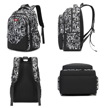 Asge Large Nylon Backpacks for Boys & Girls, Waterproof Satchel with Print, School Bags for 8-16 Years - color: Oslei128-3