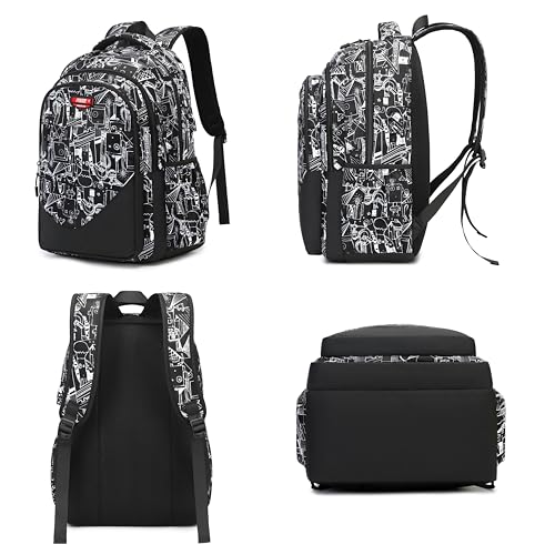 Asge Large Nylon Backpacks for Boys & Girls, Waterproof Satchel with Print, School Bags for 8-16 Years - color: Oslei128-3