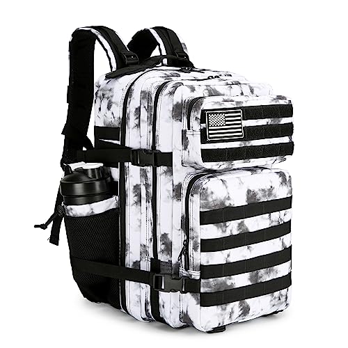 Lovelinks21 45L Tactical Assault Backpack 3 day assault pack with Molle Waterproof backpack Rucksack for Tactical Backpacks (BlackWhite Camo) - color: Blackwhite Camo