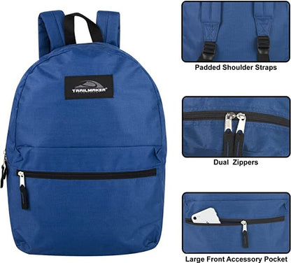 Trail maker Backpack with School Supplies for Kids - 20 Piece Back to School Supplies with 17" Backpack (Navy) - color: Navy Pack