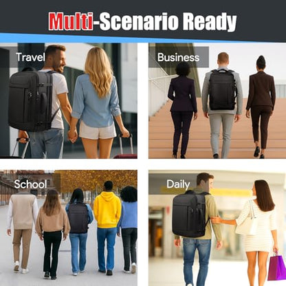 Carry On Backpack with LifetimeWarranty, Expandable Travel Backpack for Men, TSA Flight Approved Anti-Theft Large Duffel Bag Fits 17.3 Inch Laptop, Black - color: Black, size: XX-Large