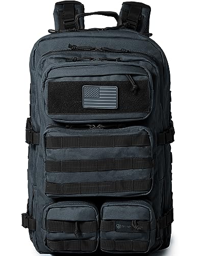 Falko Tactical Backpack for Men and Women 50L Backpack 2.4x Stronger Large Military Molle Rucksack, Bugout Backpack Outdoors - color: Dark Grey